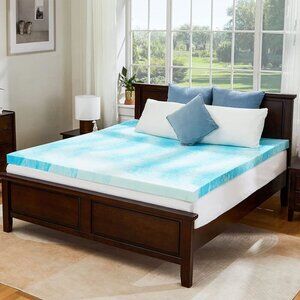 PERLECARE Twin Memory Foam Mattress Topper Cooling Gel Infused Mattress Blue NEW
